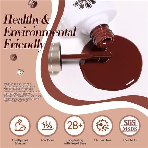 Fall & Winter Gel Nail Polish Set – Burgundy, Wine, Caramel, Coffee – 6PCS, 7ML - Picture 6 of 8